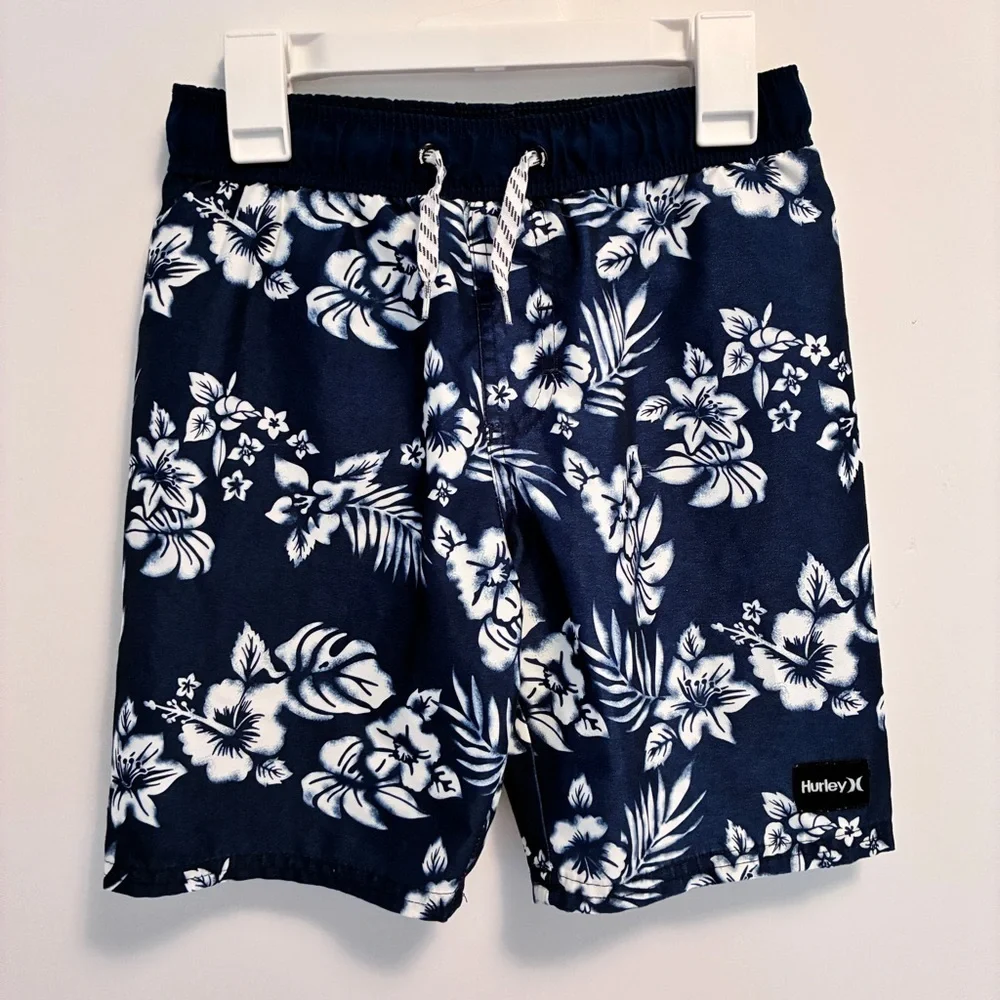 Hurley Boy's Floral/ Stripe Printed Board Shorts Swim Trunks Set of 2 Size S